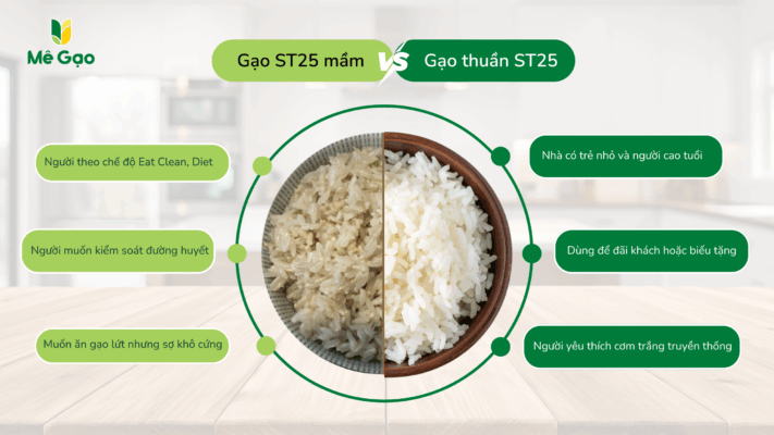 Gạo ST25 và ST25 mầm, nên chọn loại gạo nào?