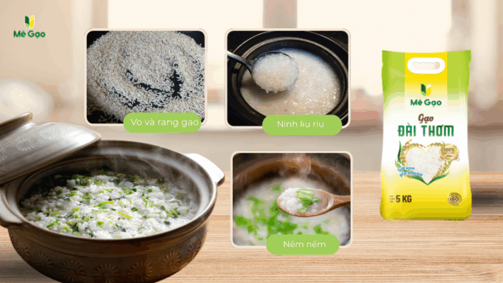 Các bước nấu cháo bằng gạo Đài Thơm