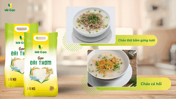 Thực đơn cháo với gạo Đài Thơm