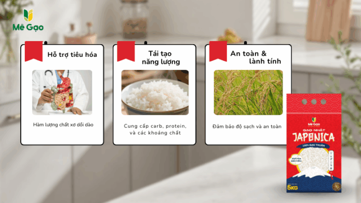 Lợi ích sức khỏe khi dùng gạo Japonica thuần