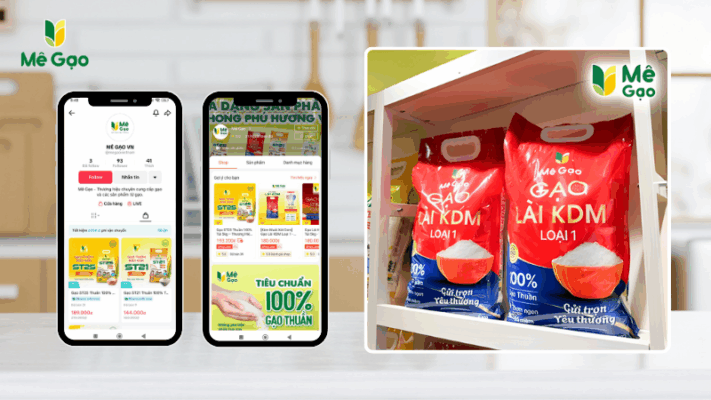 Mua gạo Lài KDM của Mê Gạo trên sàn thương mại điện tử