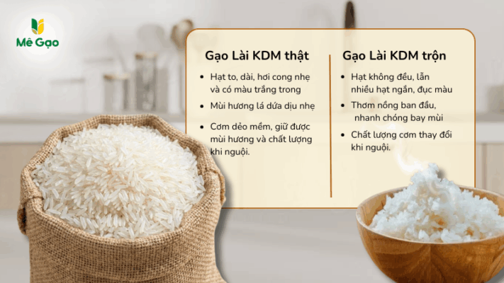 Phân biệt gạo Lài KDM thật và pha trộn