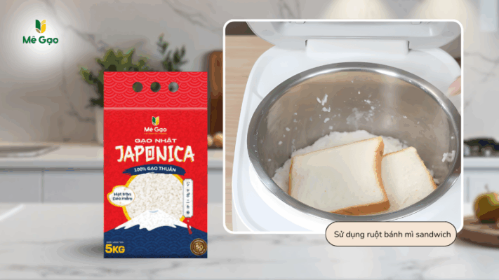 Sử dụng ruột bánh mì sanwich cho cơm japonica bị nhão