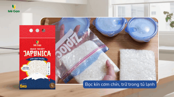 Bọc kín cơm Japonica để dự trữ