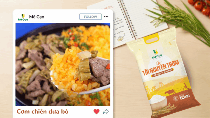 Cơm chiên dưa bò từ gạo Tài Nguyên