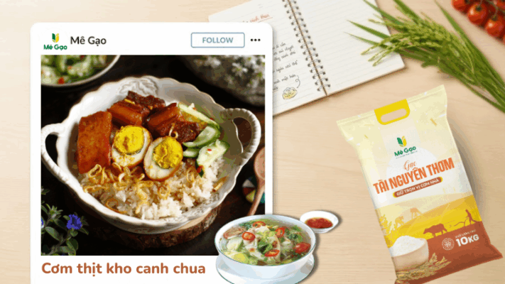 Cơm thịt kho canh chua từ gạo Tài Nguyên