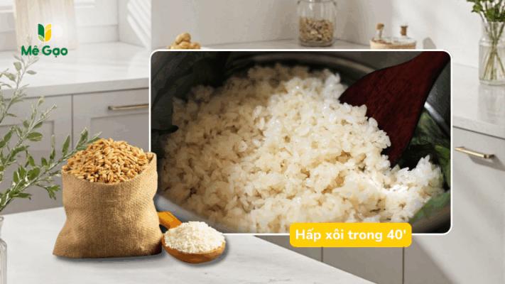 Hấp xôi Nếp Cái Hoa Vàng