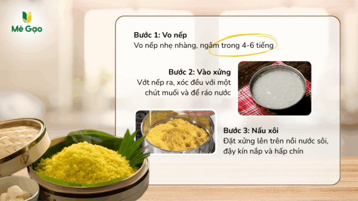 Nấu xôi bẳng cách hấp cách thủy bằng xửng hấp