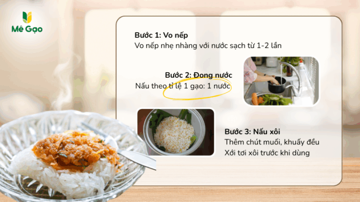 Nấu xôi trực tiếp bằng nồi cơm điện