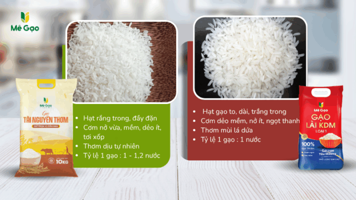 So sánh đặc tính gạo Tài Nguyên và gạo Lài KDM