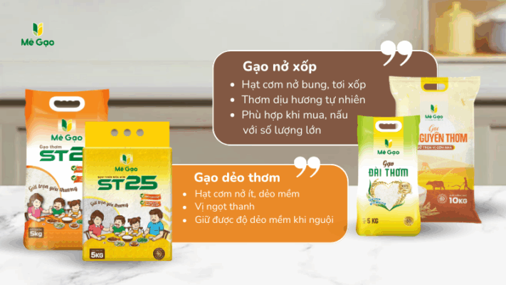 So sánh đặc tính gạo dẻo thơm và gạo nở xốp