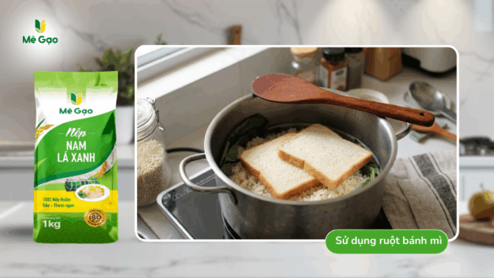 Xử lí xôi nhão bẳng ruột bánh mì